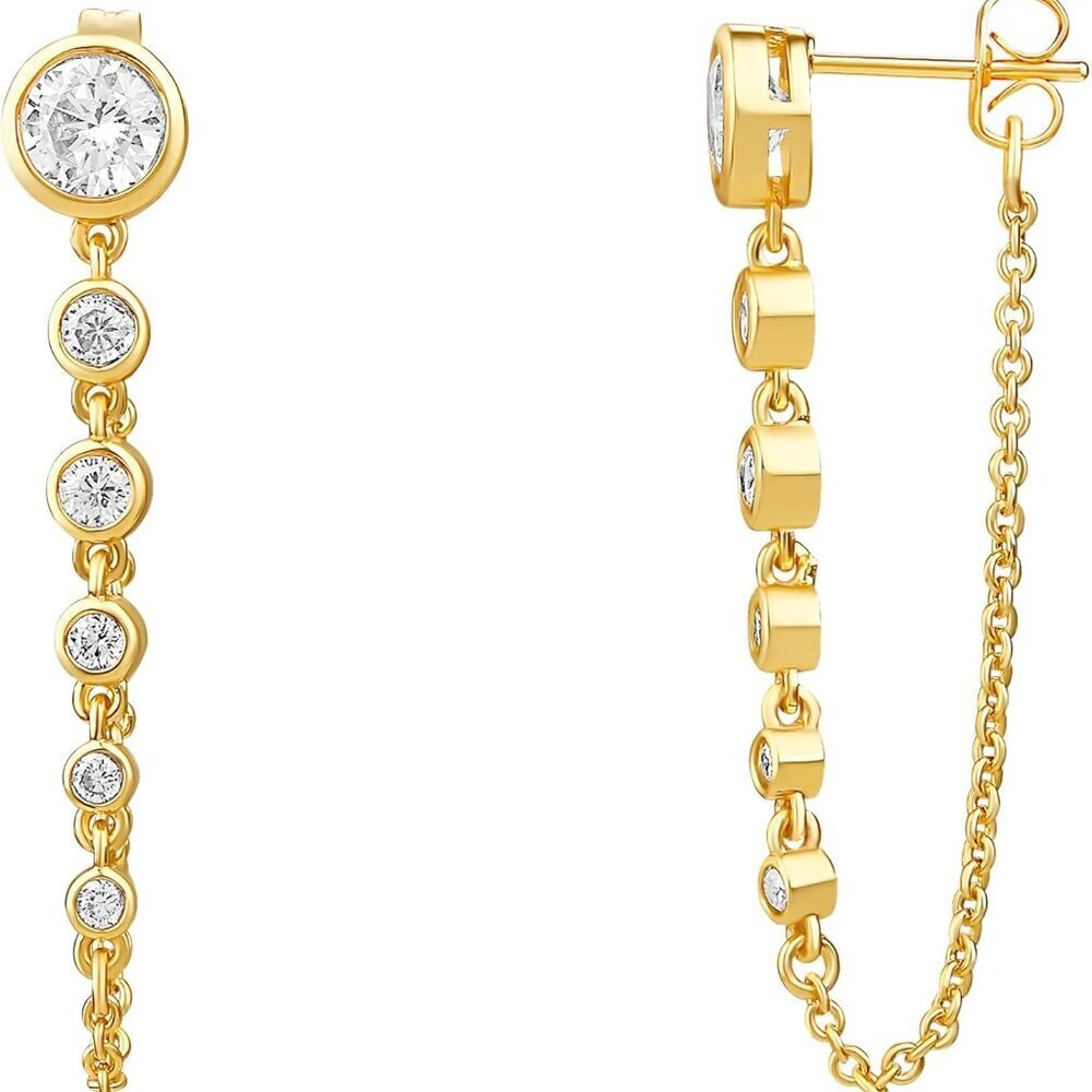 Dangle Earrings Women Gold Silver Cubic Zirconia Hypoallergenic Trendy